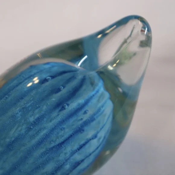 Vintage Murano Style Swan Art Glass Figurine Clear w/Blue Swirled Accent - Picture 11 of 12